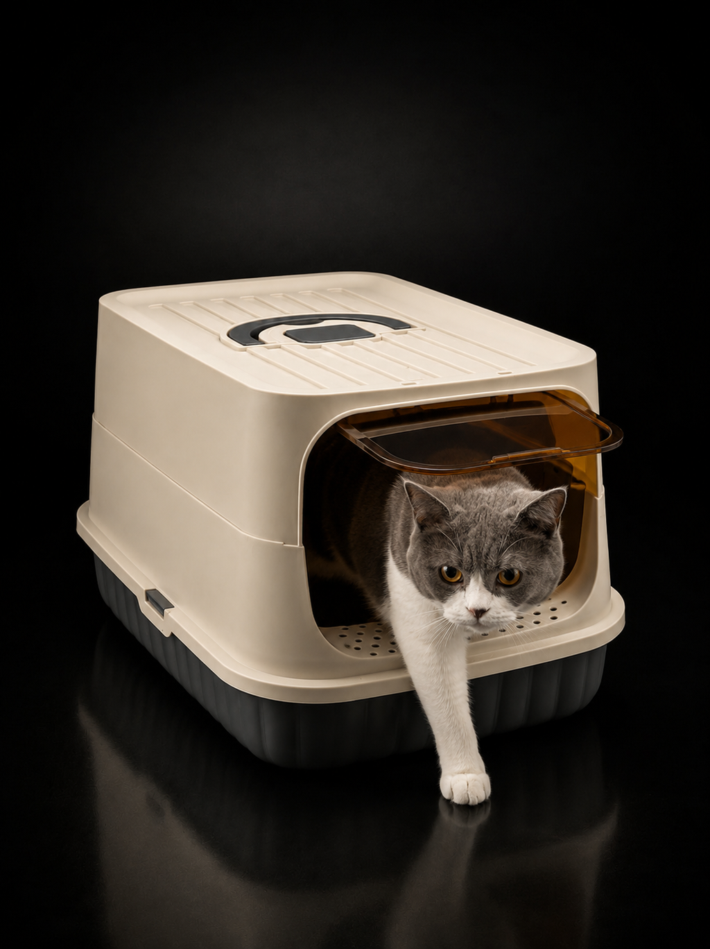 Arenero Cerrado para Gatos con Entrada Frontal y Bandeja Extraíble | Caja Sanitaria Premium | SPOTMASCOTAS