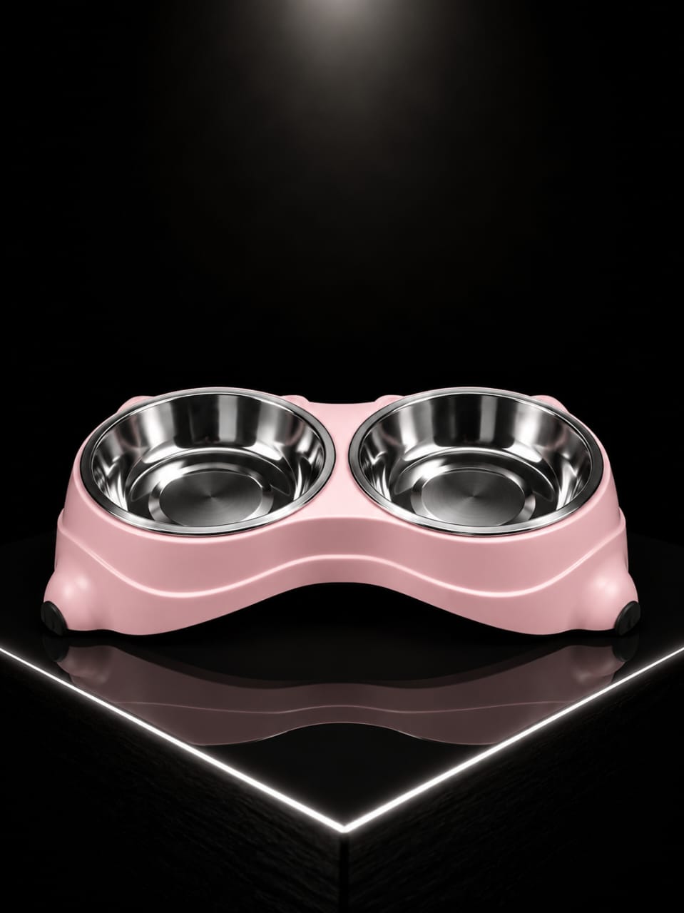 Comedero Doble para Perros y Gatos con Platos en Acero Inoxidable | Base Antideslizante | SPOTMASCOTAS