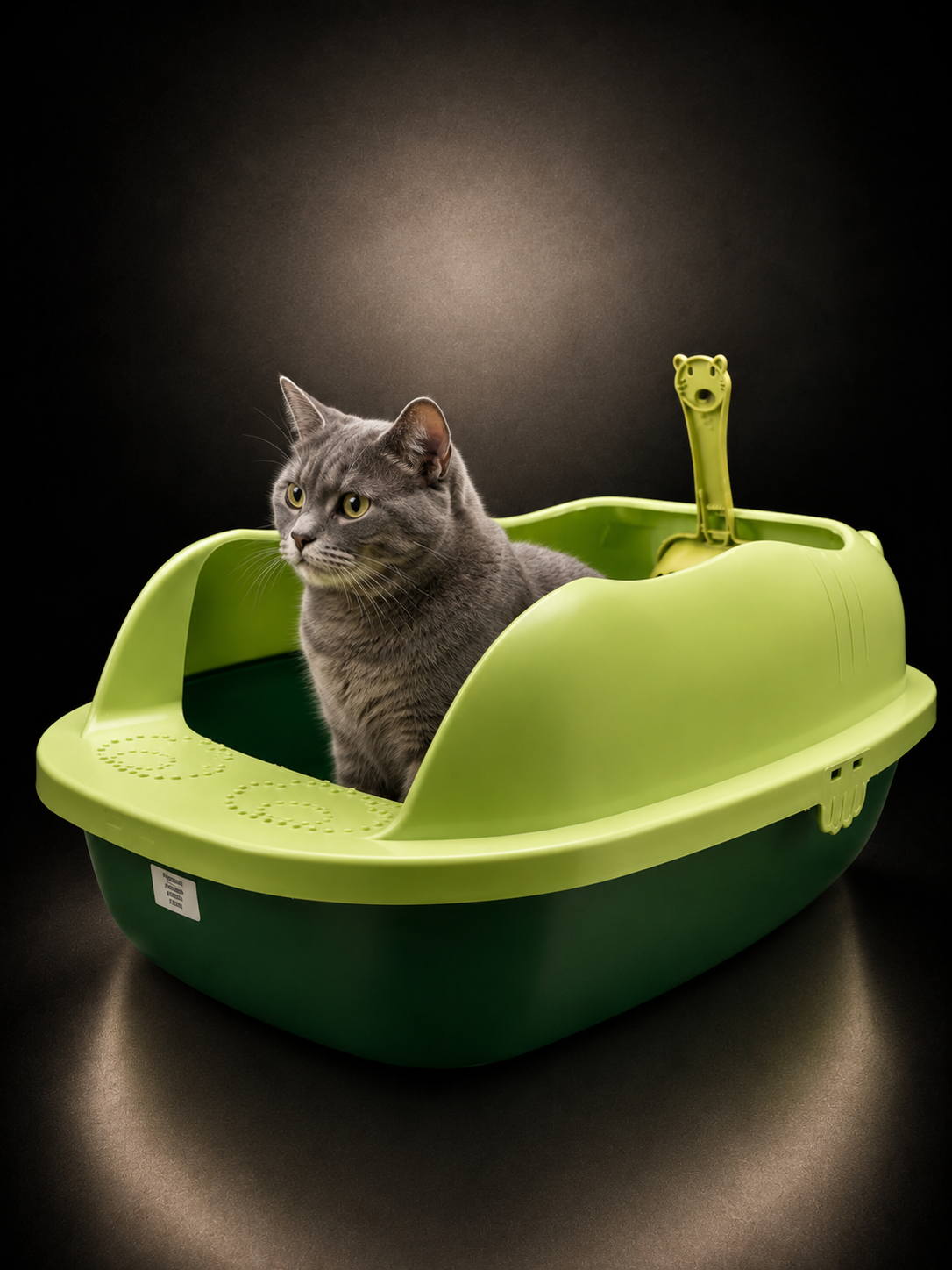 Arenero Abierto para Gatos con Pala y Bordes Elevados | Caja Sanitaria Premium | SPOTMASCOTAS