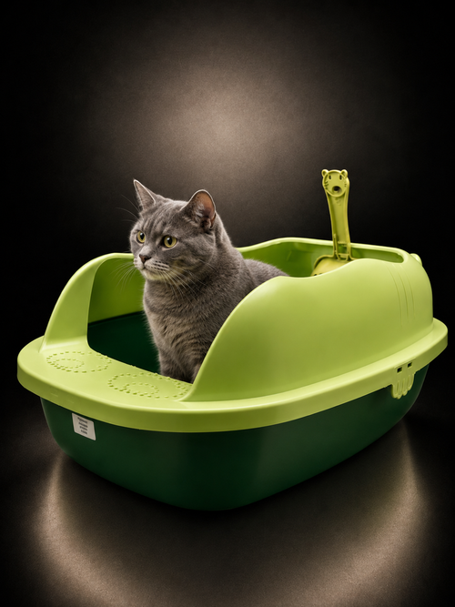 Arenero Abierto para Gatos con Pala y Bordes Elevados | Caja Sanitaria Premium | SPOTMASCOTAS