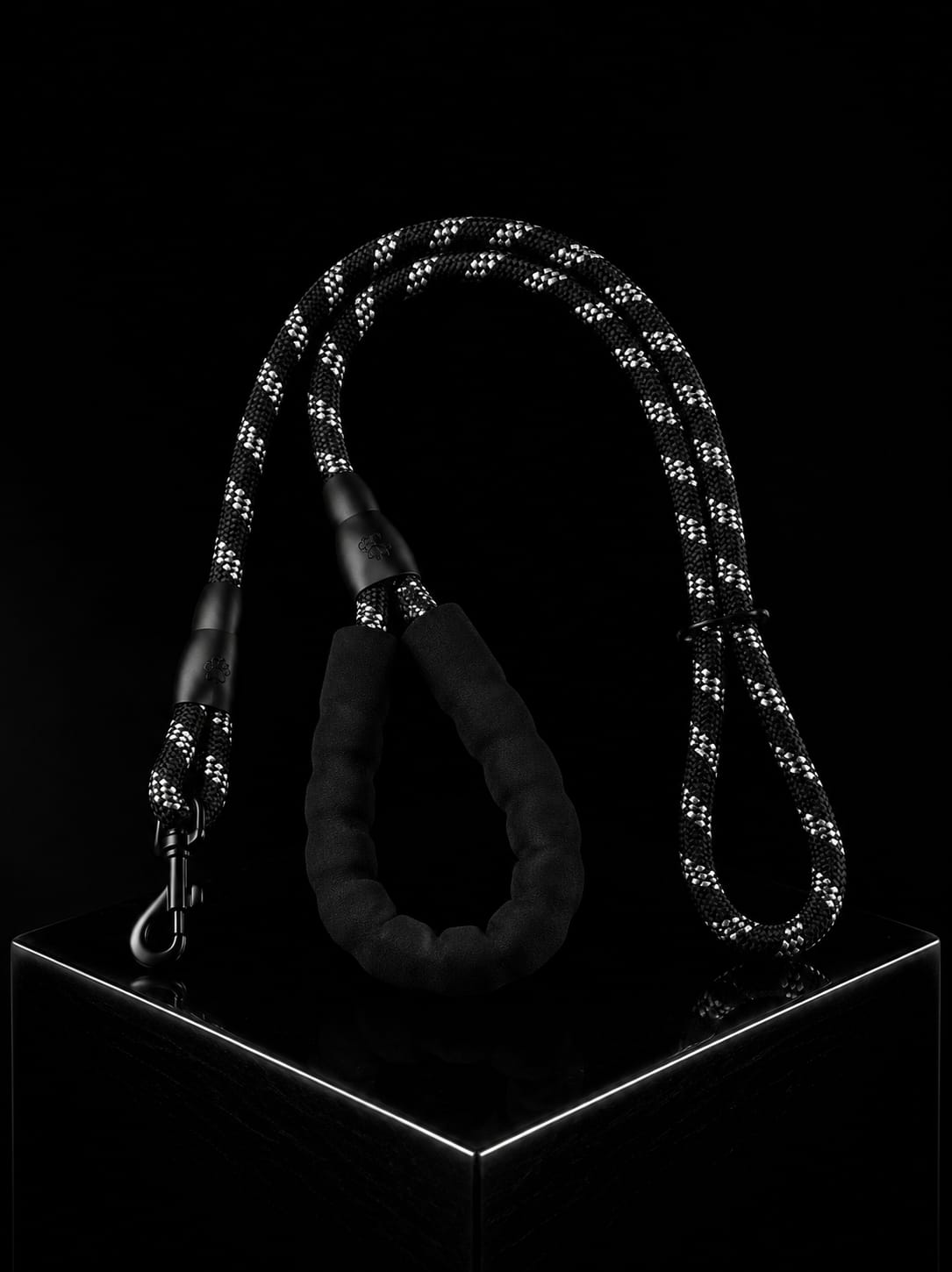 Correa Premium Reflectiva para Perros con Asa Acolchada | Cuerda Reforzada de Alta Resistencia | Negra | SPOTMASCOTAS