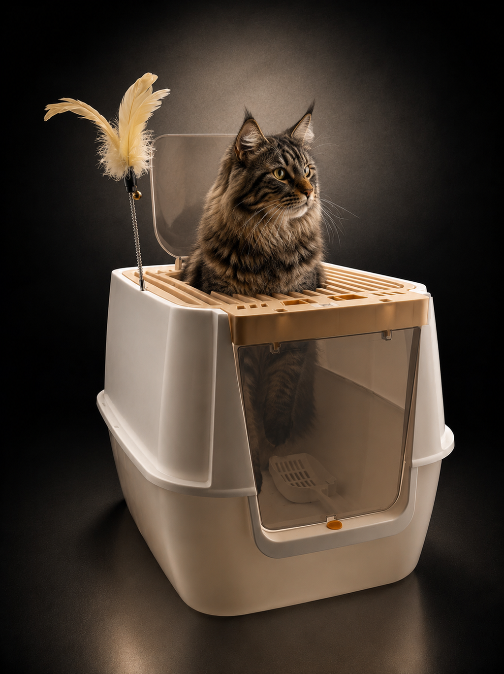 Arenero Cerrado para Gatos con Puerta Frontal | Caja de Arena Antisalpicaduras | SPOTMASCOTAS