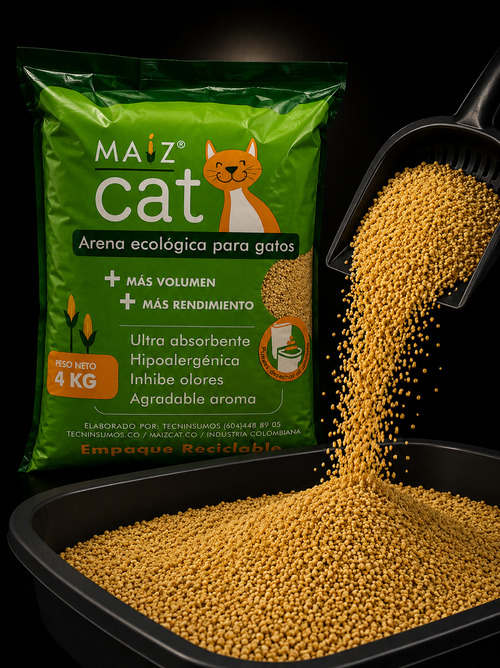 Arena Ecológica de Maíz Maiz Cat para Gatos | Ultra Absorbente e Hipoalergénica | Presentación 4 kg | SPOTMASCOTAS