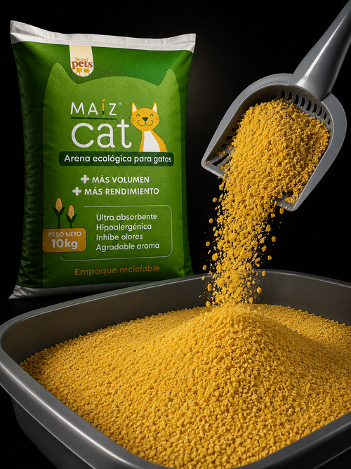 Arena Ecológica de Maíz Maiz Cat para Gatos | Ultra Absorbente e Hipoalergénica | Presentación 10 kg | SPOTMASCOTAS