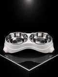 Comedero Doble para Perros y Gatos con Platos en Acero Inoxidable | Base Antideslizante | SPOTMASCOTAS