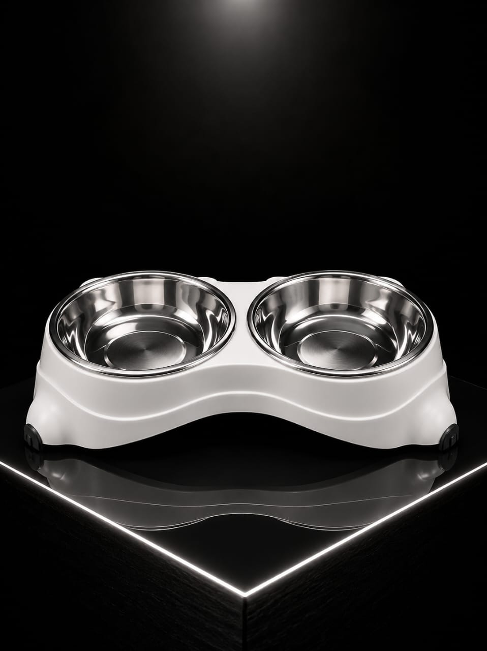 Comedero Doble para Perros y Gatos con Platos en Acero Inoxidable | Base Antideslizante | SPOTMASCOTAS