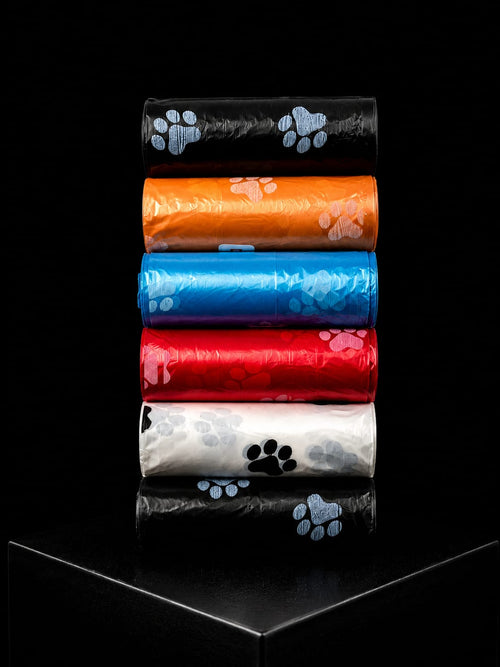 Rollos de Bolsas para Desechos de Mascotas con Diseño de Huellas | Pack Multicolor | SPOTMASCOTAS