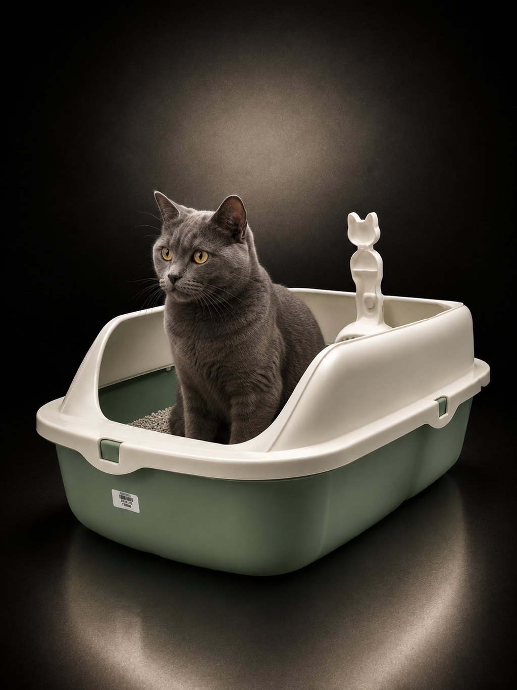 Arenero Abierto para Gatos con Bordes Altos y Pala Integrada | Caja Sanitaria Premium | SPOTMASCOTAS