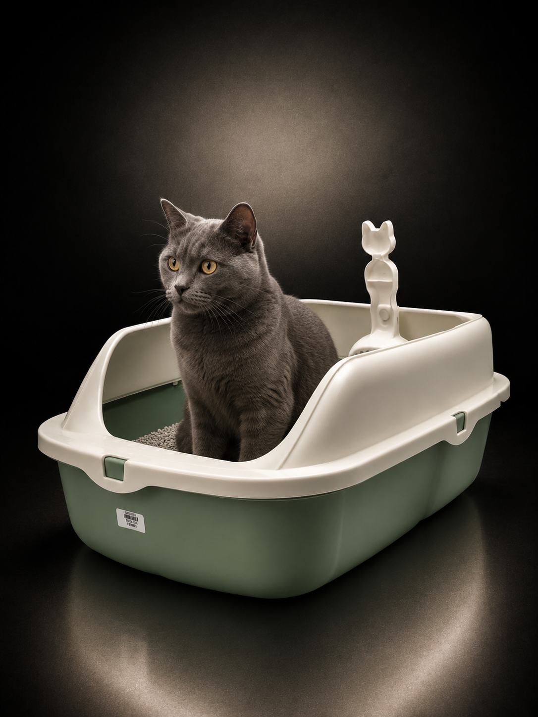 Arenero Abierto para Gatos con Bordes Altos y Pala Integrada | Caja Sanitaria Premium | SPOTMASCOTAS