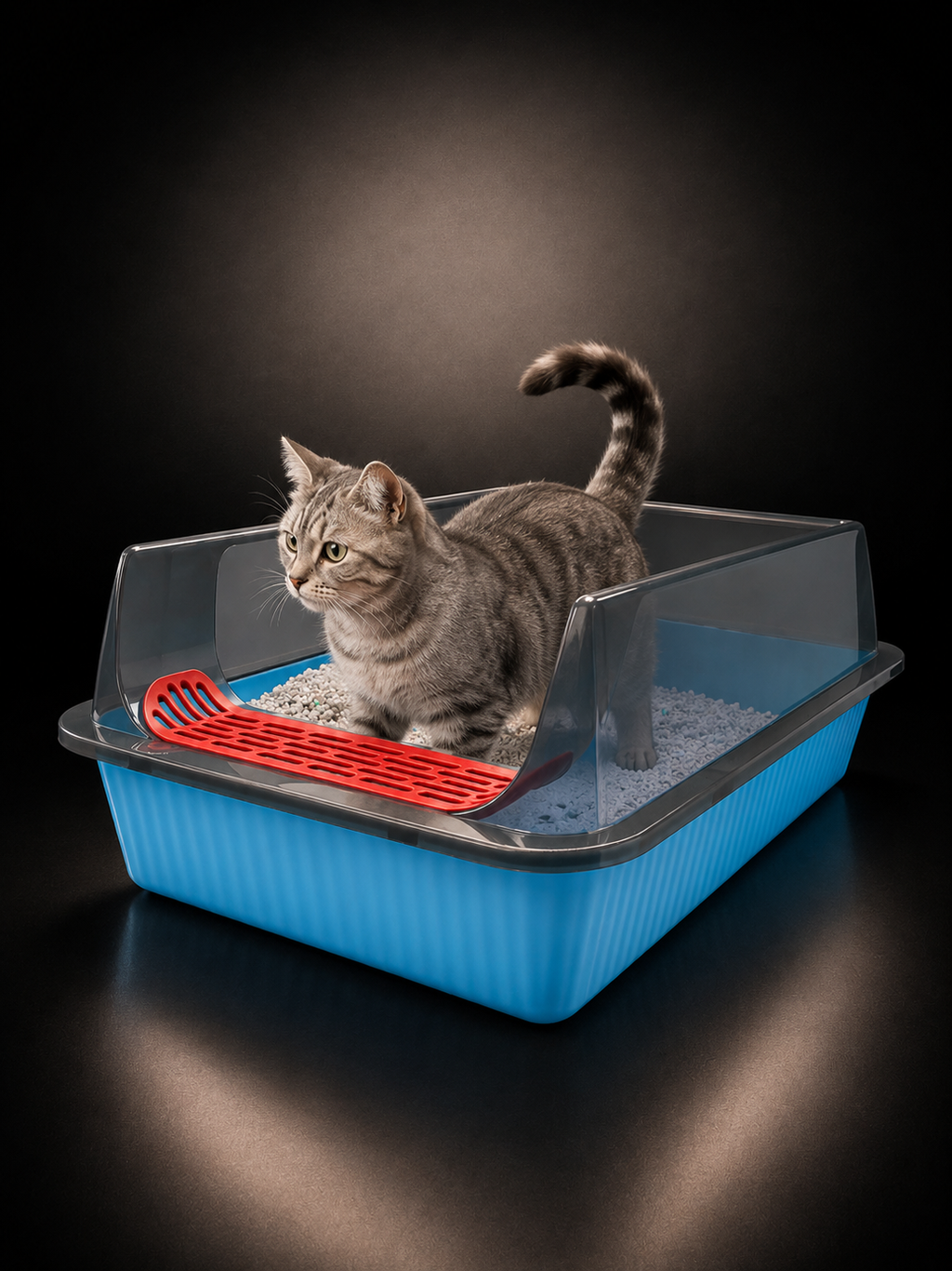 Arenero Abierto para Gatos con Protector Antiderrames | Caja Sanitaria Premium | SPOTMASCOTAS