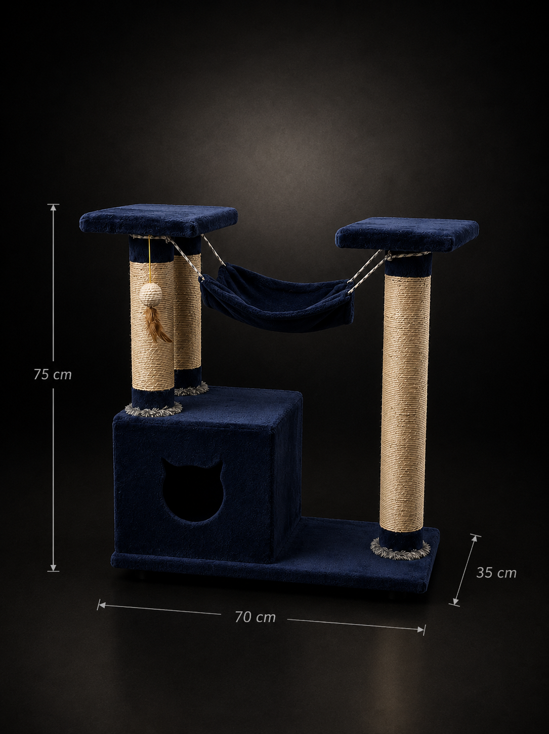 Gimnasio Rascador para Gatos con Hamaca y Casa | Torre Compacta Premium | SPOTMASCOTAS