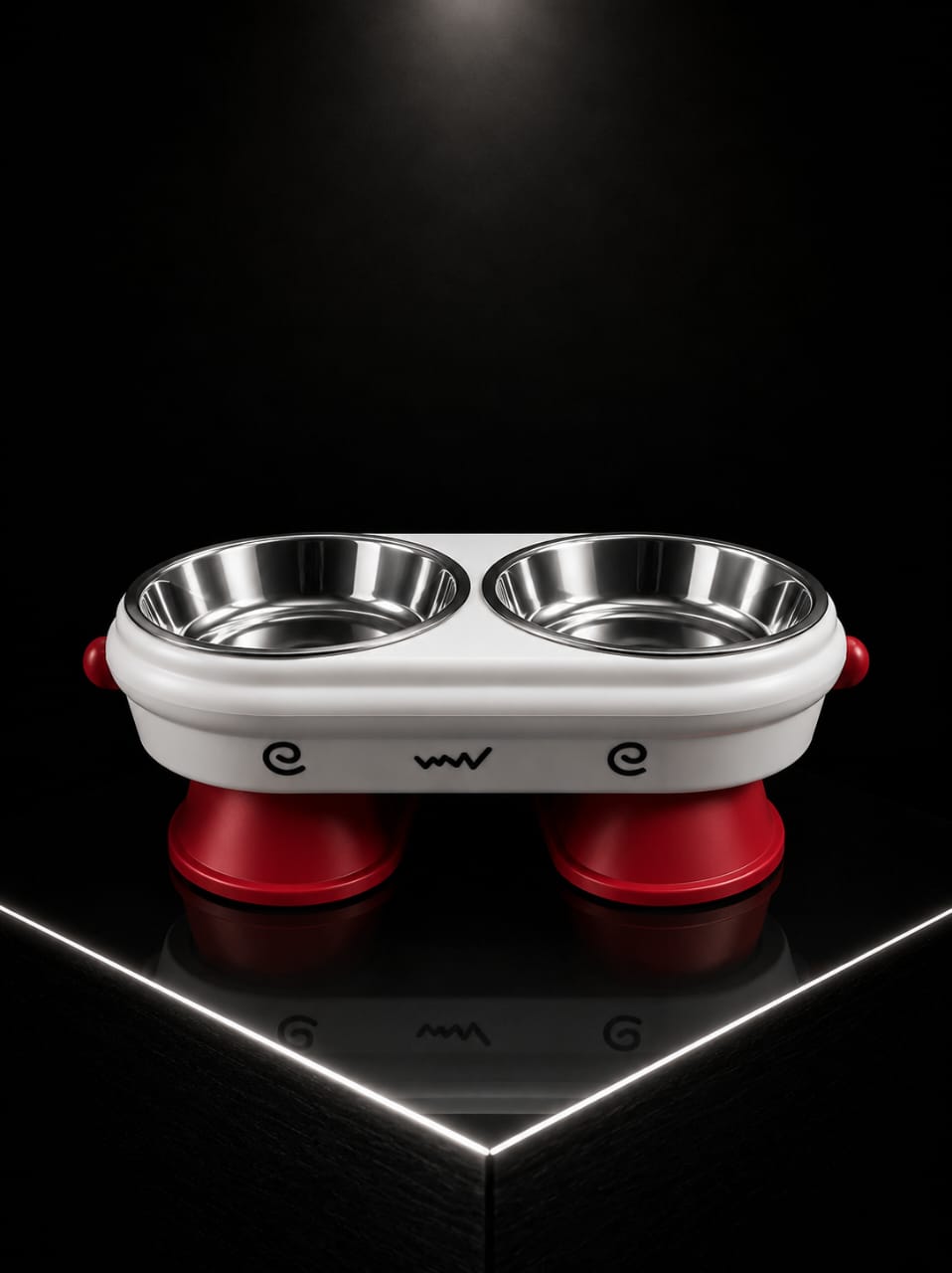 Comedero Doble Elevado para Perros y Gatos con Platos en Acero Inoxidable | Antideslizante | SPOTMASCOTAS